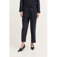 Bugatti Bundfaltenhose "elegant", Damen, Gr. 40, Normalgrößen, 390, marine, 63% Polyester, 34% Viskose, 3% Elasthan, unifarben, normal, Hosen, mit Nadelstreifen und Stretch