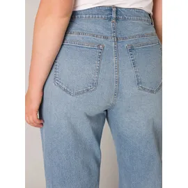 Base Level Curvy BASE LEVEL CURVY, Damen, Gr. 44, Länge 32, blau (light blau), Denim/Jeans, Obermaterial: 98% Baumwolle, 2% Elasthan, unifarben, bequem lang, Jeans, in großen Größen