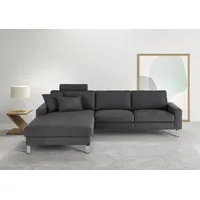 Candy 3C Candy Ecksofa »Lecce, wahlweise PUR-Schaumstoff oder Tonnentaschenfederkern«, Bett im 2,5-Sitzer, teilmotorische Schlaffunktion im Longchair, L-Form grau