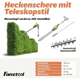 FANZTOOL Akku Teleskop Heckenschere inkl. 1 x 2,0 Ah