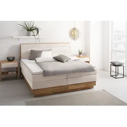 Boxspringbett OTTO PRODUCTS "Jenna", beige (sabbia), B:204cm L:216cm, Komplettbetten, Boxspringbett, ohne LED-Beleuchtung, mit zertifizierten, recycelten Bezugsstoffen