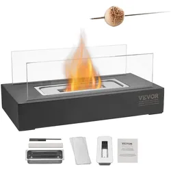 VEVOR Feuerstelle Feuerschale Feuerkorb Rauchfrei Tischkamin mit Glas 35x18x14cm