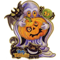 Halloween Papier-Deko - Gespenst mit Kürbis (46x40cm)