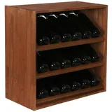 Proregal Modulares Weinregal VINCELLAR MOD HxBxT 60x60x30cm | Schräg Modul für 18 Flaschen Massives Kiefernholz Braun geölt | Flaschenregal
