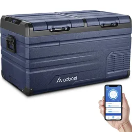 AAOBOSI 72 L Kompressor Kühlbox, Auto Kühlbox Mit WiFi-APP-Steuerung USB-Anschluss, 12/24 V und 100-240 V Kühlbox bis -20 °C für Auto, LKW, Boot, Reisemobil, Camping