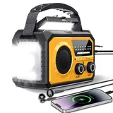 16000mAh/59200mWh Kurbelradio,Tragbares Notfallradio mit Kurbel,AM/FM Solar Radio mit Handyladefunktion SOS Alarm/Kopfhöreranschluss/Leseleuchte/Kompass für Camping Outdoor Notfall