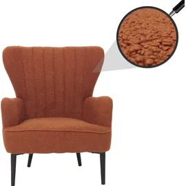 Mendler Lounge-Sessel HWC-K37 Bouclé 75 x 80 x 75 cm terrakotta mit Kissen