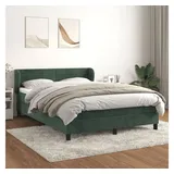 vidaXL Boxspringbett mit Matratze Dunkelgrün 140x200 cm Samt