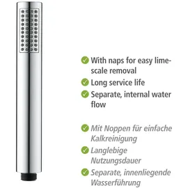 Wenko Basic Line Duschkopf Set Wanne, 3-teilig, klassische Stab-Handbrause