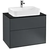 Villeroy & Boch Finion Waschtischunterschrank F34200HG 80x60,3cm, Abdeckplatte black matt, Midnight Blue Matt Lacquer