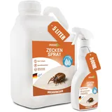 INSIGO Zecken Spray 5l Kanister + 500ml Sprühflasche - Zeckenspray mit mechanischer Wirkung - Effektive Abwehr gegen Zecken und Larven - Zecken und Larven Spray mit Sofortwirkung