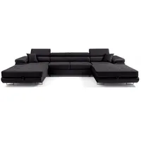 Muffo Ecksofa, Schwarz, Metall, Echtholz,Kiefer, 6-Sitzer, U-Form, 350x90x203 cm, Handmade in Europe, Made in EU, Hergestellt in Europa, Oeko-Tex®, Reach, Wohnzimmer, Sofas & Couches, Wohnlandschaften, Wohnlandschaften in U-Form
