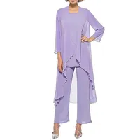 Godoboo Damen Hosenanzug Spitze Ärmellos Chiffon Set 3 Teiliges Set Spitze Chiffon Shirt Und Hohe Hosenanzug Dreiteilig Hosenanzug Cocktail Party Spitzen Vintage Lange Hose Abendanzug Outfit - XL