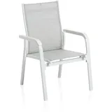 KETTLER BASIC PLUS Stapelsessel,  weiß matt/hellgrau, Alu/Outdoorgewebe, stapelbar, 0301205-5200