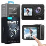AKASO Action Cam 4K 20MP IPX8 Wasserdicht Action Kamera EIS 2.0 mit Touchscreen, Zoom, Sprachsteuerung und 2x1350mAh Akkus Kit-Brave 7