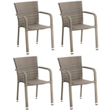 CLP Polyrattan-Gartenstühle Leonie I Pflegeleichte Outdoor-Stapelstühle I Wetterbeständige Gartenstühle I erhältlich, Farbe:grau