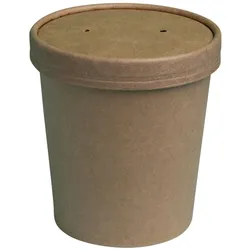 Einweg  Suppenbecher TO GO Papier Braun mit Deckel 16OZ / 473ml
