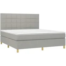 vidaXL Boxspringbett mit Matratze & LED Hellgrau 160x200 cm Stoff