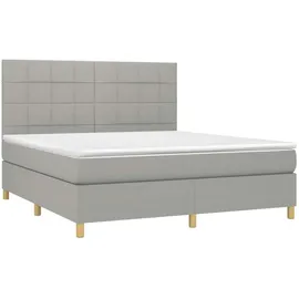 vidaXL Boxspringbett mit Matratze & LED Hellgrau 160x200 cm Stoff