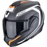 Scorpion Exo-Tech Evo Carbon Cosy Modularhelm - Matt Schwarz/Weiß/Orange / M