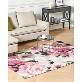 Beliani Teppich EJAZ Rosa 140 x 200 cm Baumwolle