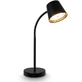 Briloner - LED Tischlampe kabellos mit Touch, schwenkbar, drehbar, Akku & Lichtquelle tauschbar, Nachttischlampe, Leselampe, Schreibtischlampe, Tischleuchte, Akku Lampe, Home Office, 38,5cm, Schwarz