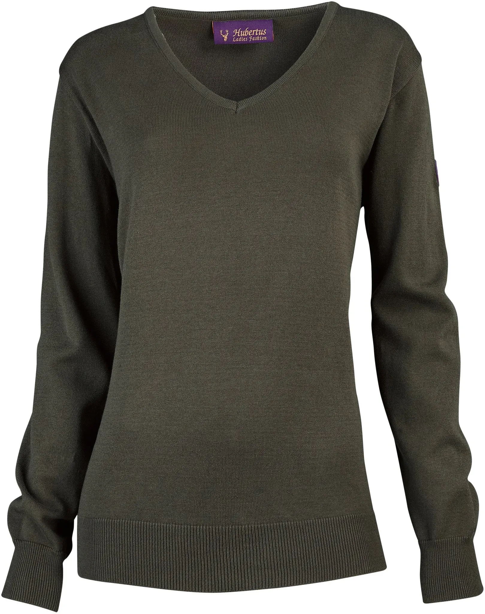 Hubertus Damenpullover V-Ausschnitt, dunkeloliv, 46
