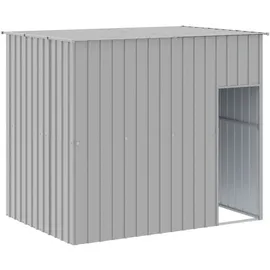 vidaXL Hundehütte mit Auslauf Hellgrau 214x253x181 cm Verzinkter Stahl