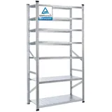 Proregal Fachbodenregal Silber, Metall, 120x250x60 cm, Freizeit, Heimwerken, Werkstatt, Schwerlastregale