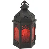 Mobili Rebecca Kerzenhalter Ethnisch Metallglas Rot/Schwarz