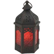 Mobili Rebecca Kerzenhalter Ethnisch Metallglas Rot/Schwarz