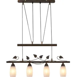 Zugpendelleuchte Hängelampe Esszimmerlampe Höhenverstellbar Glas Alabaster rost