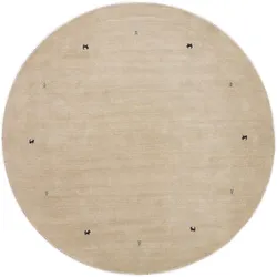 Wollteppich CARPETFINE "Gabbeh Uni", weiß, H:15mm Ø:250cm, Wolle, Teppiche, reine Wolle handgewebt, Gabbeh Tiermotiv warmes Raumklima viele Größen