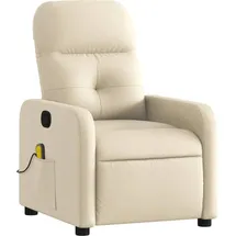 vidaXL Massagesessel Creme Polyester 144 x 77,5 x 0 cm Beige mit Fernbedienung