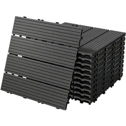 ECD Germany 55x WPC Terrassenfliesen Balkonfliese Klickfliese Fliesen 30x30cm Anthrazit 5 m2
