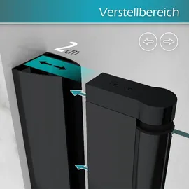 iflair i-flair Duschtür Pendeltür Nischentür Duschabtrennung aus durchsichtigem 6 mm Sicherheitsglas mit Schwarzen Profilen Breite: 100-104 cm - Höhe: 180 cm,