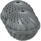 Relaxdays Waschball 2er Set, Waschkugel für Waschmaschine, Waschen ohne Waschmittel, umweltfreundlich, Wäscheball, grau