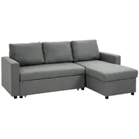 Homcom Ecksofa mit Schlaffunktion, Stauraum, Bettkasten, Eckcouch, Chaiselongue, L-Form, 211,5 x 146 x 85 cm Aosom