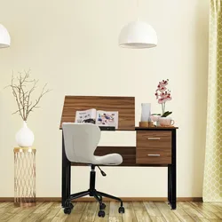 Relaxdays Relaxdays Schreibtisch neigbar, verstellbare Arbeitsfläche, Laptoptisch oder Zeichentisch, HBT 75x110x55cm, Holzoptik