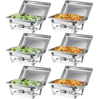 Wilprep Chafing Dish Speisewärmer 9L 6pcs Edelstahl Warmhaltebehälter Wärmebehälter Edelstahl Buffet-Set für Catering Buffet und Party (Silber - 6 Set)