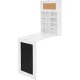 ML-Design Wandklapptisch mit Tafel und Regal Weiß