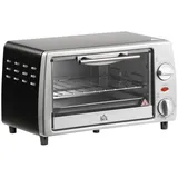 HOMCOM Minibackofen Elektroherd, 36,5x26x22 cm Silber silberfarben