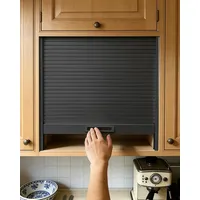 Falttür Schranktür mit Rolladen Ersatzteilsatz, Rolltüren für Schränke mit Griff und Schiene, Individuell Anpassbares Garagentor für Schränke Sideboards(Black,22x18in (56x46cm))
