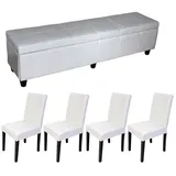 MCW Garten-Essgruppe Kriens+Littau-4xS-L, (Set, 5-tlg., 5-teilig), Abgerundete Ecken und Kanten, Bank belastbar bis 170 kg weiß