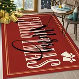 WONGS BEDDING Weihnachten Teppiche für Wohnzimmer 120x170 cm Anti-Rutsch Teppich Rot Teppich Soft Low Pile Maschine Waschbare Teppich Weihnachten Urlaub Teppich