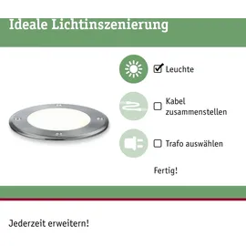 Paulmann Bodeneinbaustrahler Aluminium Ø x H: 14 x 15 cm, IP67, 6 W, Silber