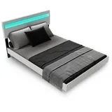 Juskys Schwebebett Lissabon - Schwebendes Design, Integrierte LED-Beleuchtung - weiß