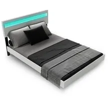 Juskys Schwebebett Lissabon - Schwebendes Design, Integrierte LED-Beleuchtung - weiß