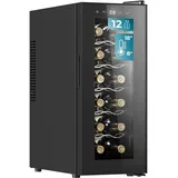 Cecotec Getränkekühlschrank Bolero GrandSommelier 1250 CoolCrystal. Weinlager 12 Flaschen, thermoelektrische Kühlung, leise 35 dB, temperaturregulierbar 8-18oC, Touchpanel und Innenbeleuchtung LED