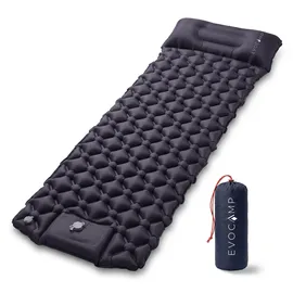 evocamp Isomatte selbstaufblasend Ultraleicht, Camping Matratze, 195x60, mit integrierter Fußpumpe und Kissen, Luftmatratze Camping, mit kleinem Packmaß, Outdoor Schlafmatte, bis 150 kg, dunkelblau